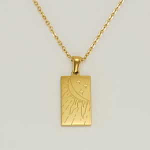 1 Piece Classic Series Retro Sun Stainless Steel  Gold Color Unisex Pendant Necklaces h5 